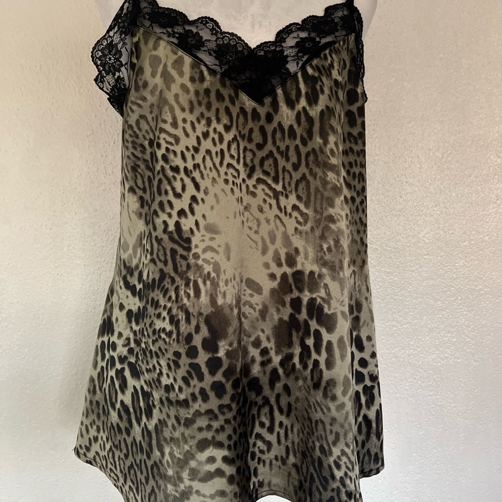 Leopard Print Lace Trim Cami‎